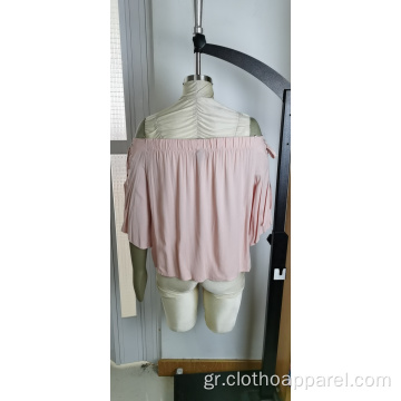 Χονδρική γυναικεία μπλούζα ροζ ώμου